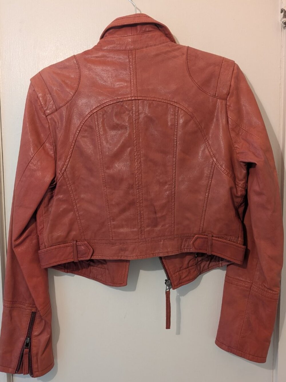 Black Rivet Women Size M Red Leather Jacket - Picture 2 of 13
